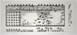 Wettbewerb Parkanlage in der Südlichen Friedrichstadt, Block 20 und Block 606/ Besselpark (nicht realisiert) – Grundriss, Ansichten. Berlin-Kreuzberg, Besselpark