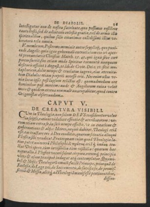 Caput V. De Creatura Visibili.