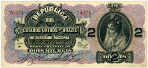Geldschein, 2 Mil Reis, 1900?