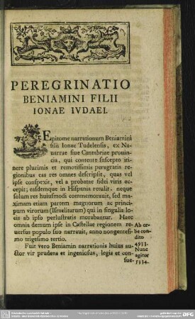 Peregrinatio Beniamini Filii Ionae Iudaei