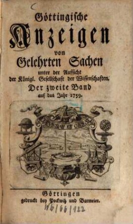 Göttingische Anzeigen von gelehrten Sachen. 1759, 1759, 2