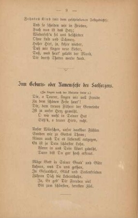 Zum Geburts- oder Namensfeste des Seelsorgers