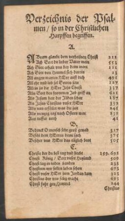 Verzeichnis der Psalmen ...