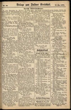Zweite Ausgabe vom Samstag, den 17. Mai 1879.