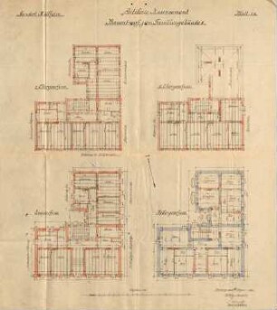 Artilleriekaserne Müllheim; Grundrisse der Stockwerke des Familiengebäudes II