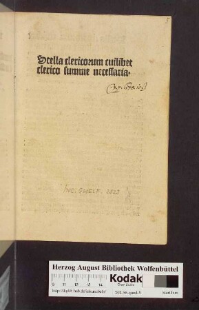 Stella clericorum cuilibet clerico summe necessaria