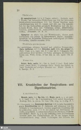 VIII. Krankheiten der Respirations- und Digestionsatrien