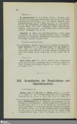 VIII. Krankheiten der Respirations- und Digestionsatrien