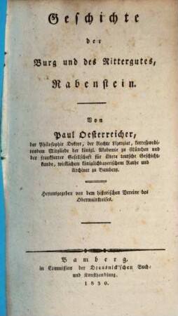 Geschichte der Burg und des Rittergutes Rabenstein
