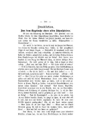 Feuilleton : Aus dem Tagebuch eines alten Schauspielers