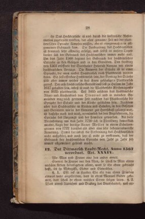 12. Dat Dittmarsch Land-Recht, Anno 1567 verordnet. Art. XXXIV.