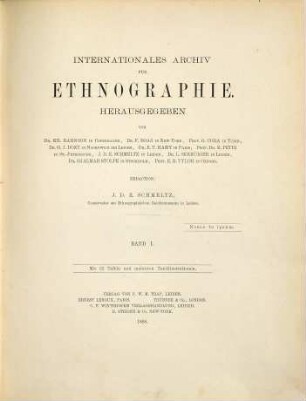 Internationales Archiv für Ethnographie = Archives internationales d'éthnographie. 1, 1. 1888