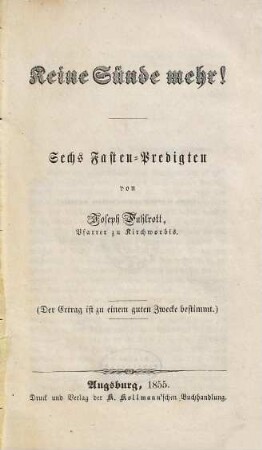 Keine Sünde mehr! : sechs Fastenpredigten ...