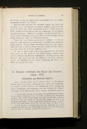 14. Newton erforscht die Natur des Sonnenlichts. 1670.
