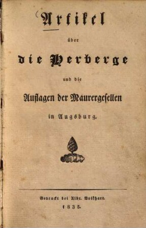 Artikel über die Herberge und die Auflagen der Maurergesellen in Augsburg