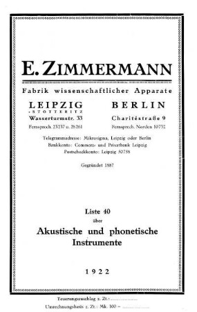 Liste 40: Über akustische und phonetische Instrumente