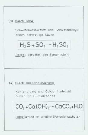 Gefügezerstörung, durch Gase, durch Karbonatisierung