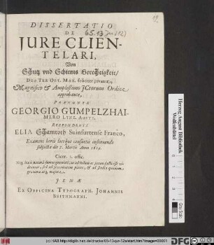 Dissertatio De Iure Clientelari
