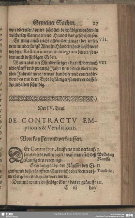 Der IV. Titul. Von kauffen und verkauffen