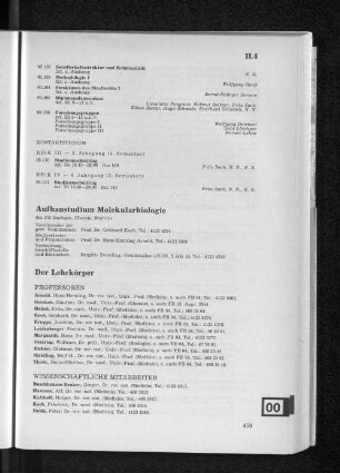 Aufbaustudium Molekularbiologie