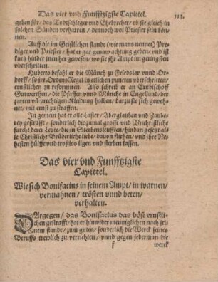 Das vier und Funffzigste Capittel. Wie sich Bonifacius in seinem Ampt, in warnen, vermahnen, trösten unnd beten, verhalten
