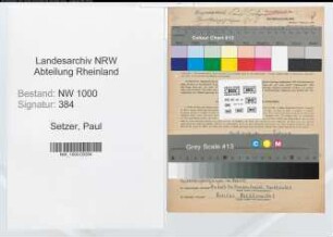 Entnazifizierung Paul Setzer, geb. 13.10.1878 (Postsekretaer)