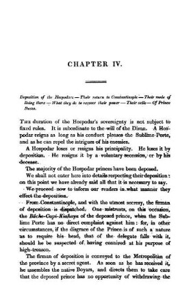 CHAPTER IV. - Deposition of the Hospodars - Their return to Constantinople - Their mode of living there - What they do to recover their power - Their exile - Of Prince Suzzo