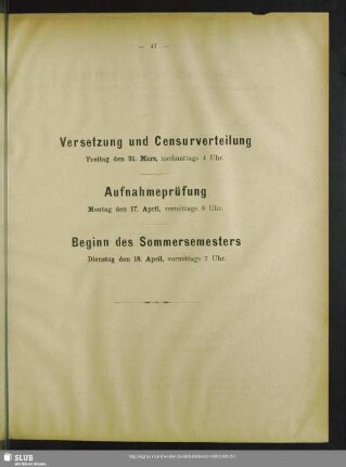 Versetzung und Censurverteilung