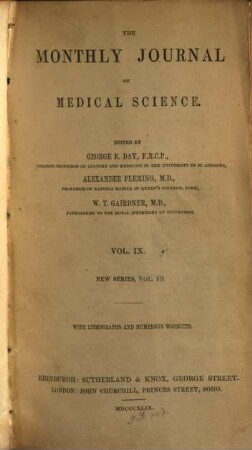 The Monthly journal of medical science. 3. 1848/49