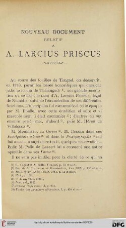 Sér. 4: Nouveau document relatif à A. Larcius Priscus
