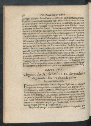 Caput XXVI. Quomodo Antichristus ex divenditis dignitatibus Ecclesiasticis, & pallio lucrum sibi fecerit