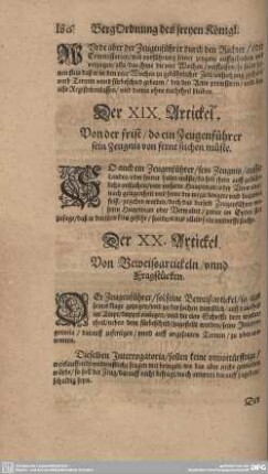 Der XX. Artickel. Von Beweisartickeln/ unnd Fragstücken.