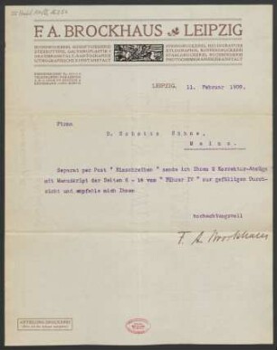 Brief an B. Schott's Söhne : 11.02.1909
