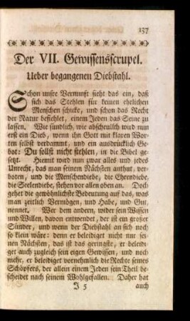 Der VII. Gewissensscrupel. Ueber begangenen Diebstahl