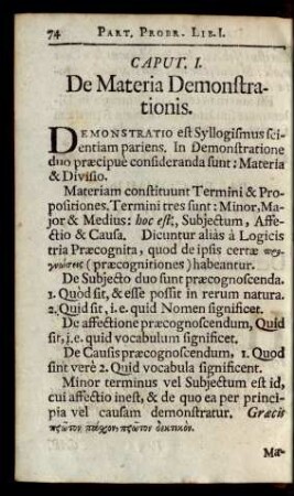 Caput. I. De Materia Demonstrationis.