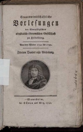 2: Staatswirthschaftliche Vorlesungen der Churpfälzischen physikalisch-ökonomischen Gesellschaft zu Heidelberg