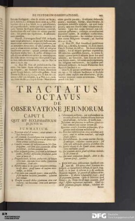 Tractatus Octavus De Observatione Jejuniorum.