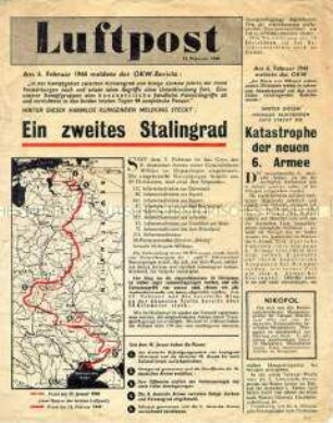 Nachrichtenblatt der Alliierten "Luftpost" zur Lage an der Ostfront