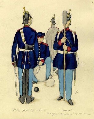 Uniformbild, Unteroffizier, Kanonier, Trompeter der Artillerie der Schleswig-Holsteinischen Armee