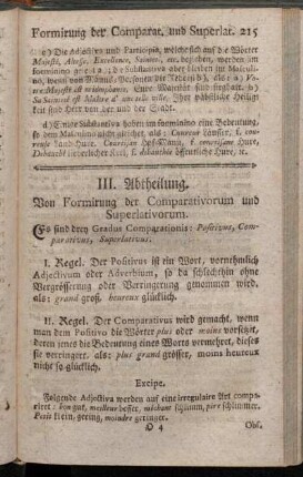 III. Abtheilung. Von Formirung der Comparativorum und Superlativorum.