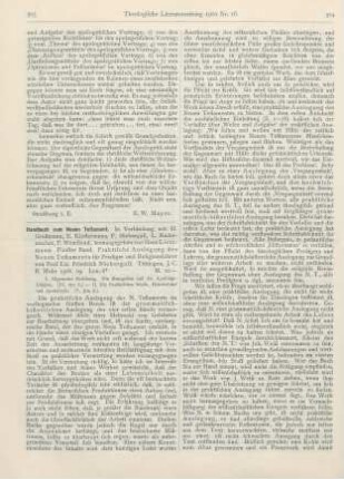 503-506 [Rezension] Lietzmann, Hans (Hrsg.), Handbuch zum Neuen Testament. 5. Bd