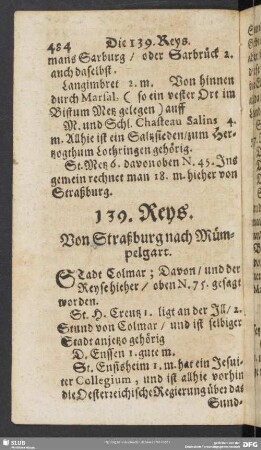 139. Reys. Von Straßburg nach Mümpelgart
