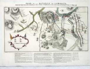 WHK 24 Deutscher Siebenjähriger Krieg 1756-1763: Plan der Schlacht bei Lobositz zwischen der preußischen Armee unter Friedrich II. und der österreichischen Armee unter Feldmarschall Broune (Browne), 1. Oktober 1756