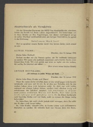 Abschiedsbriefe als Vermächtnis