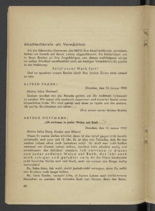 Abschiedsbriefe als Vermächtnis