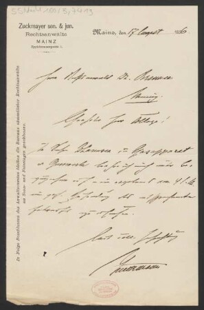 Brief an Carl Brenner : 17.08.1896