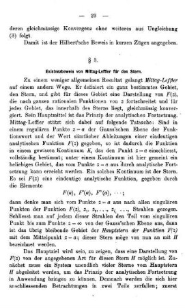 § 3. Existenzbeweis von Mittag-Leffler für den Stern.