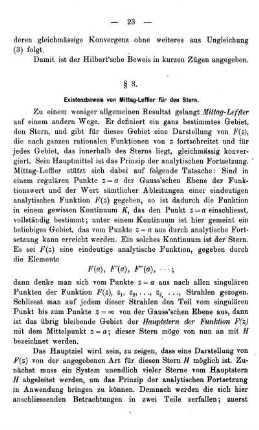 § 3. Existenzbeweis von Mittag-Leffler für den Stern.