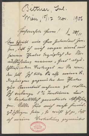 Brief an B. Schott's Söhne : 15.11.1906