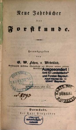 Neue Jahrbücher der Forstkunde. 25. 1842